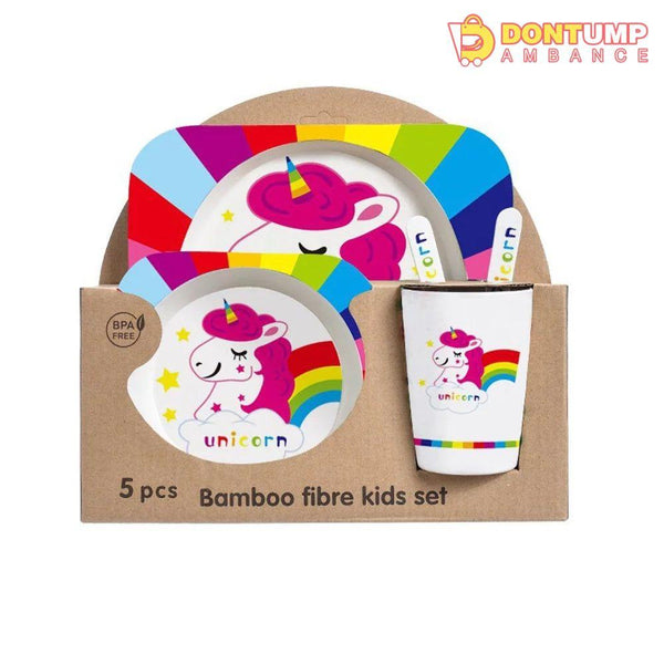 Bamboo Fiber 5 Pcs Tableware Set Unicorn Design