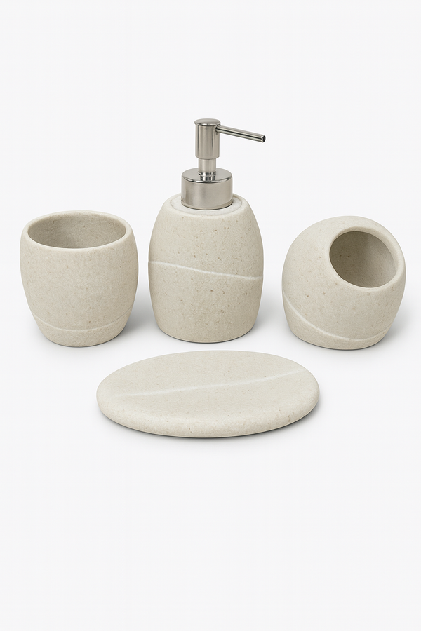 Luxury Stone Bathroom Accessory Set – 4 Pieces