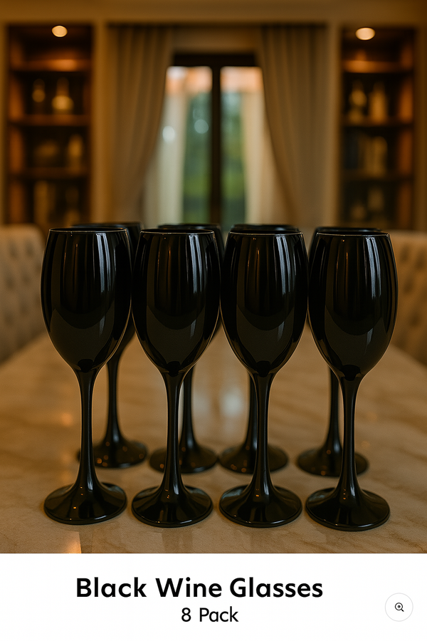 Elegant Black Wine Glass Set – 8-Piece Luxury Collection for Stylish Entertaining