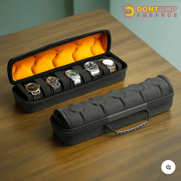 Premium Travel Watch Case with 6 Slots – Durable & Stylish Storage for Men’s Watches