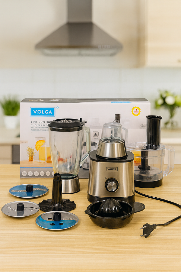 "Volga 8-in-1 Multi-Function Food Processor with Blender, Juicer & Chopper – Complete Kitchen Machine Set"