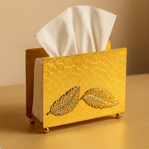 Luxury Gold Leaf Tissue Holder – Vertical Design