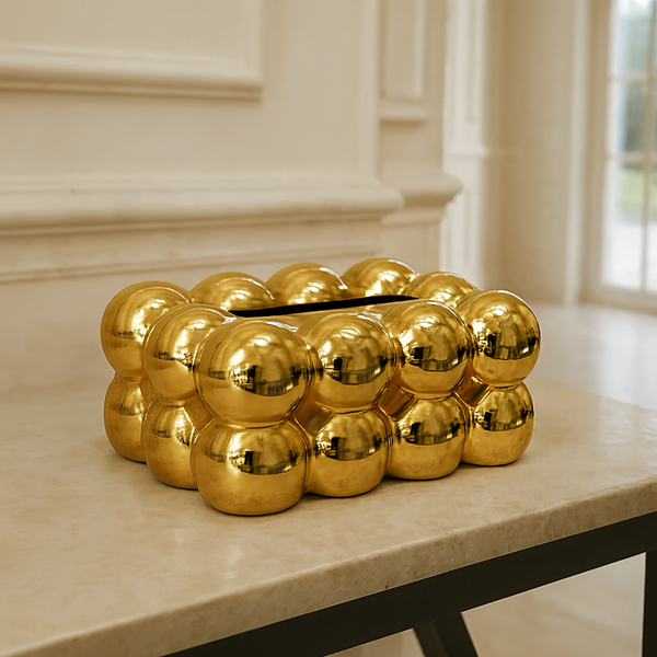 Luxury Gold Bubble Tissue Box Holder – Modern Design