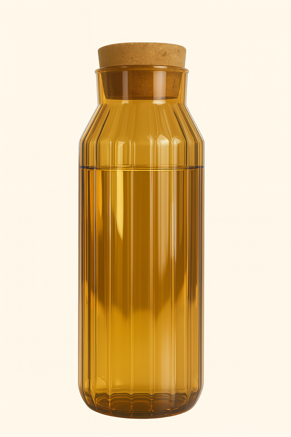 Amber Glass Water Bottle with Cork Lid – Elegant Kitchen Storage Jar