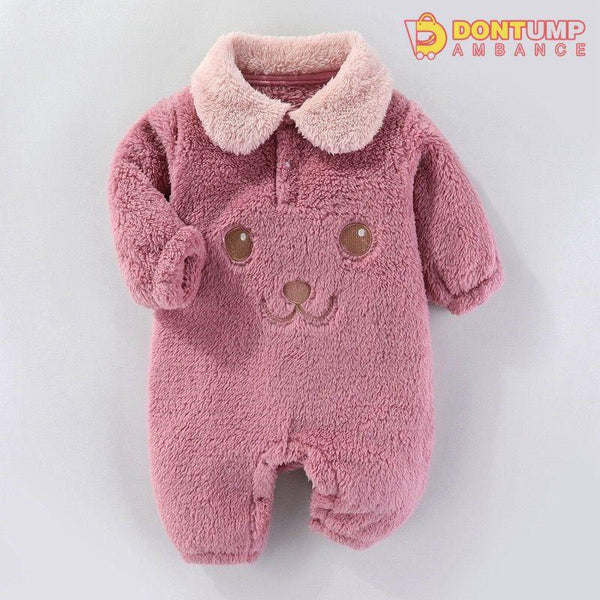 Cute Cartoon Fleece Fur Romper Jumper Pink