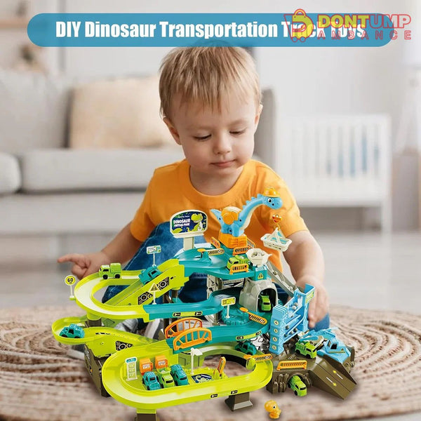 Dinosaur Climbing Hills Rail Car Colorful Track Set