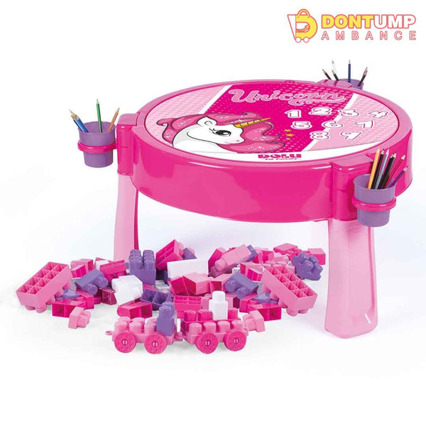Dolu - Unicorn Activity Table 100Pcs Jumbo Blocks-2572