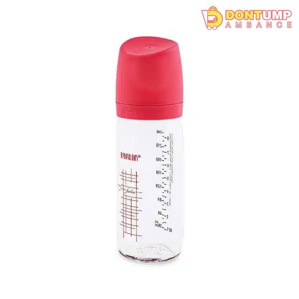 Farlin Wide-Neck Glass Feeding Bottle 240ml – Pink-AB-32014-01