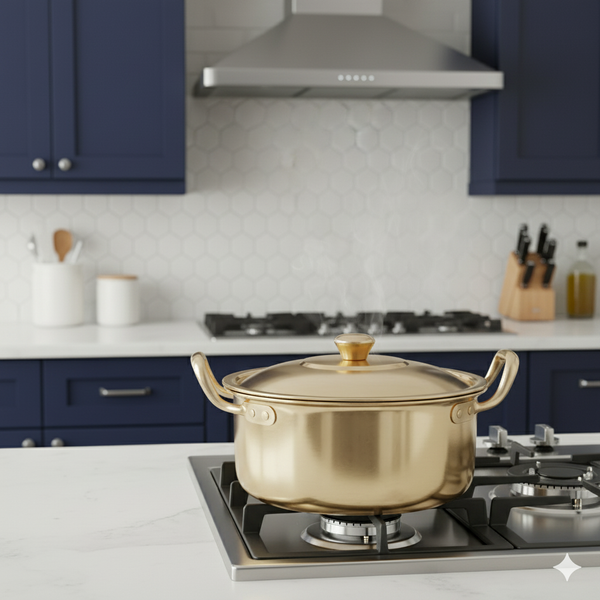 Luxury Gold-Tone Stockpot / Ramen Pot for Modern Kitchens