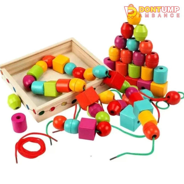 Geometric Shape Wooden Lacing Beads