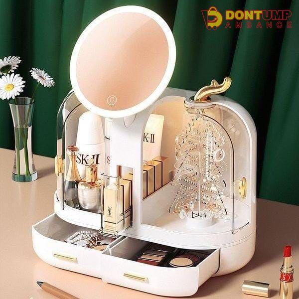 DUAL DOOR DESKTOP LED COSMETIC ORGANIZER