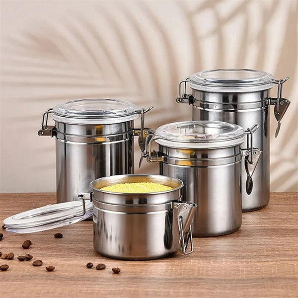 4X PIECES STAINLESS STEEL JAR SET