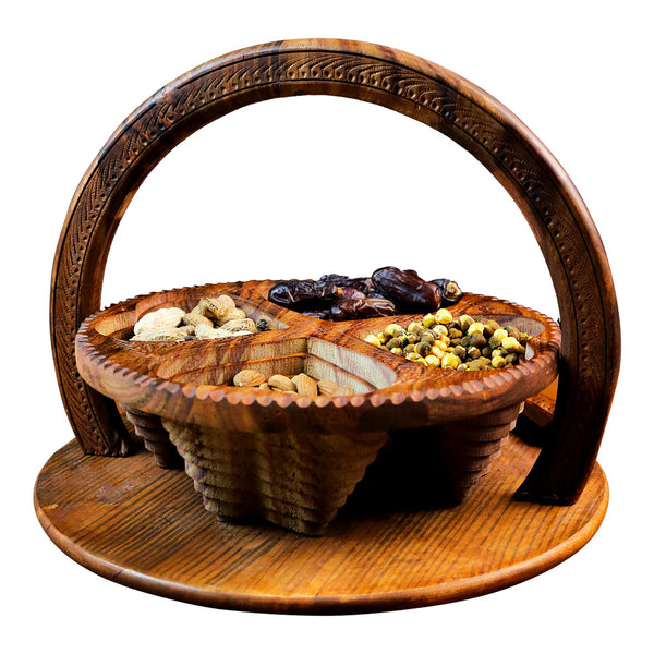 Hand-Crafted Wooden dry fruit basket