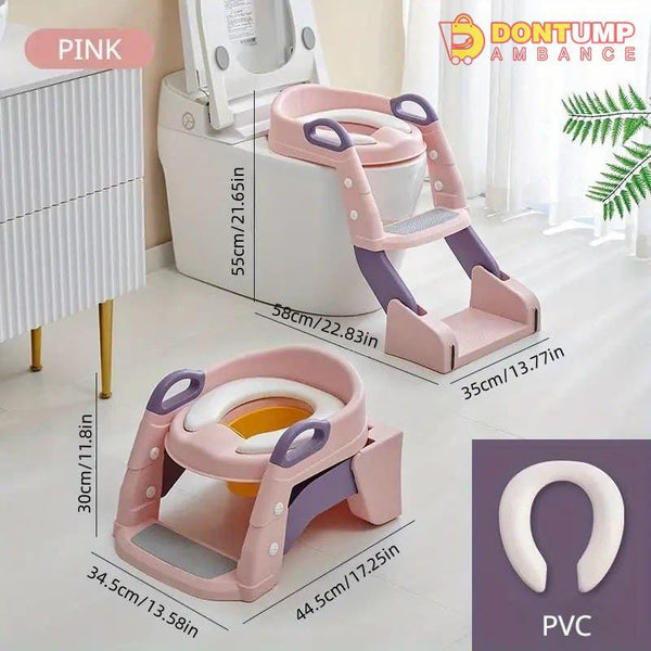 Infantes (L004) 2 in 1 Foldable Potty Training Seat with Ladder Pink