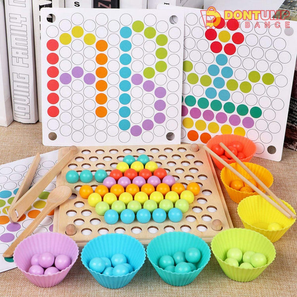 Wooden Montessori Bead Sorting Board Puzzle Memory Game
