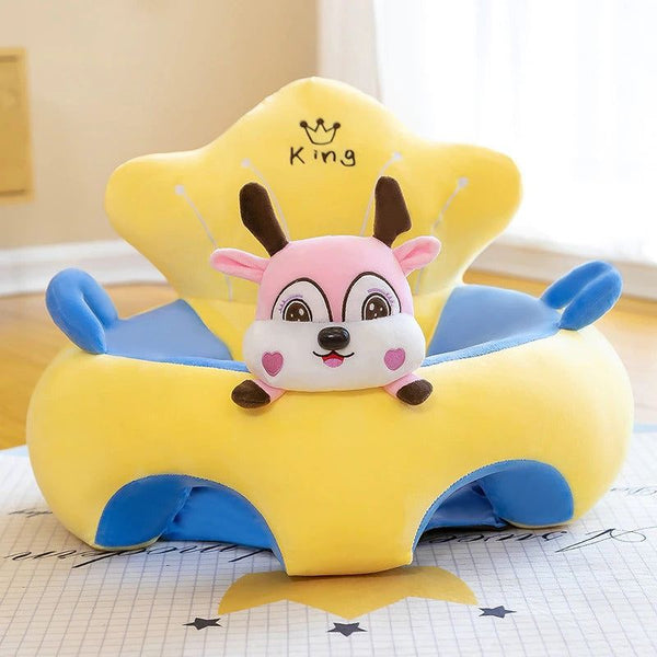 Learn to Sit with Back Support Baby Character Floor Seat with Side Handles Yellow And Blue Dog