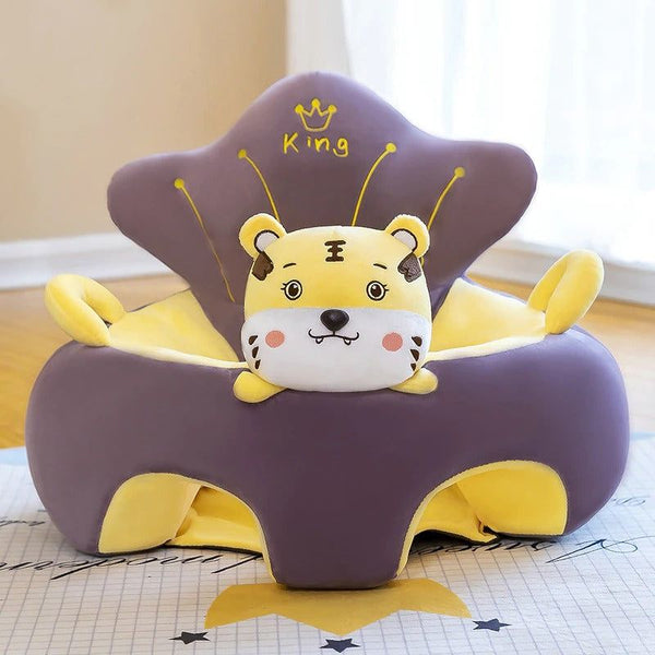 Learn to Sit with Back Support Baby Character Floor Seat with Side Handles Purple Tiger