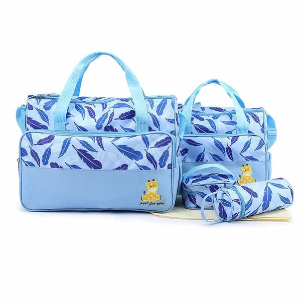 4 PCS Diaper Bag Set Leafs Blue