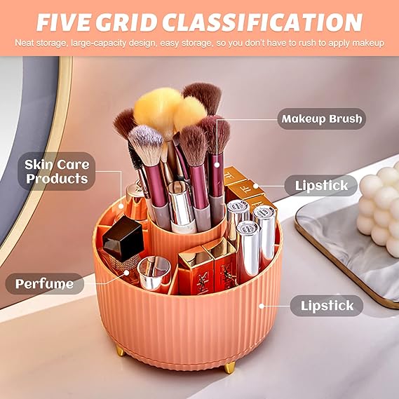 360° Rotating Makeup & Perfume Organizer – Stylish & Spacious
