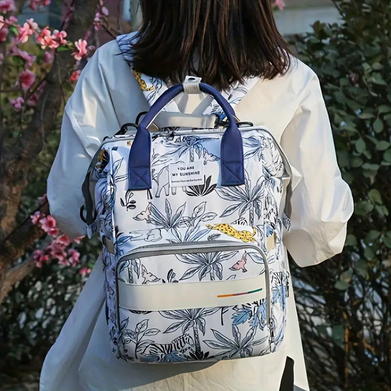 Mother Diaper Backpack Printed Blue