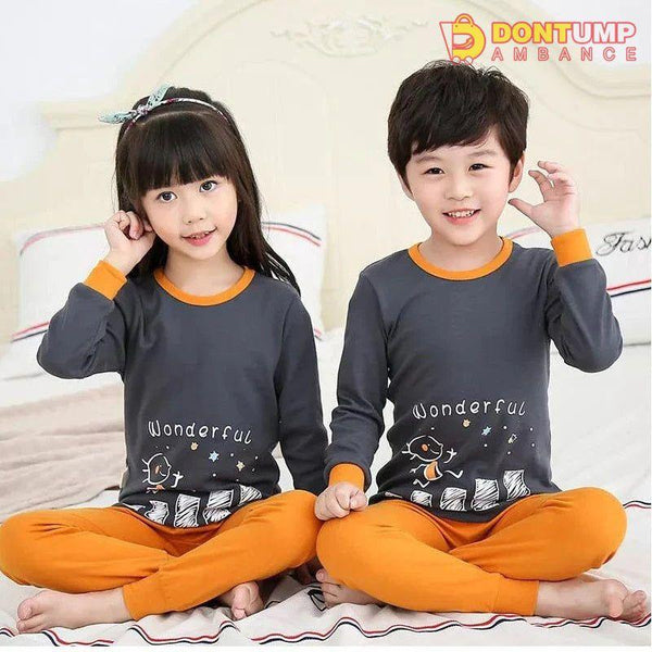 Orange and Grey Wonderful Cartoon Print Kids Night Suit Baby &amp; Baba