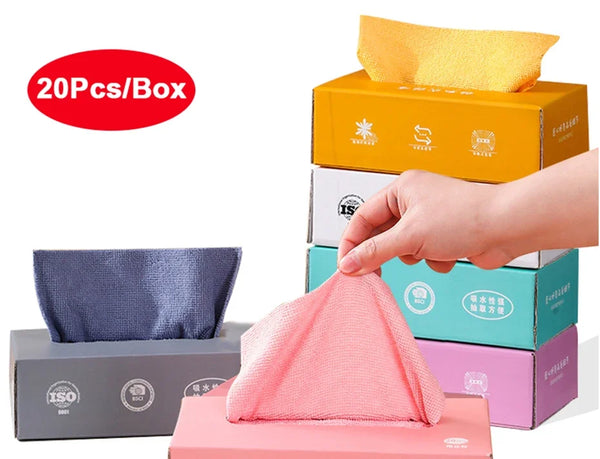 Microfiber Clothes (Pack of 20pcs Box) Random Colour