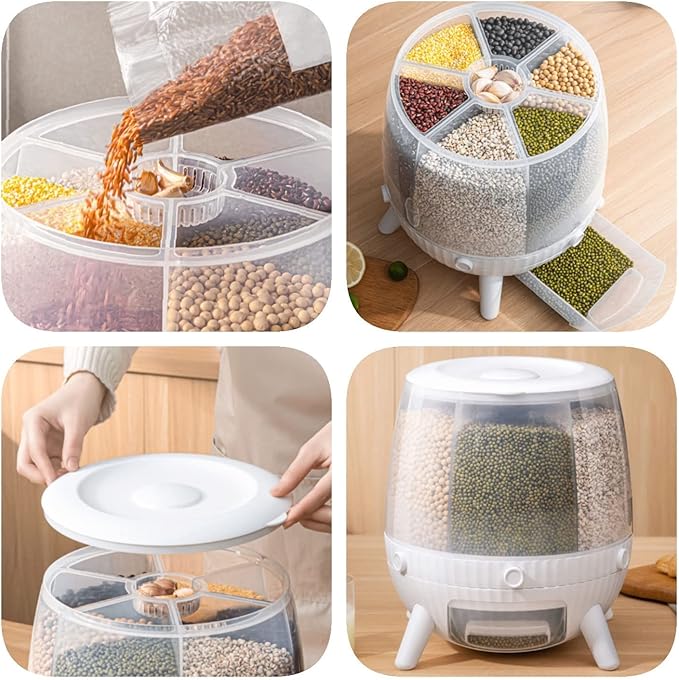 6-Grid Rotating Grain Container