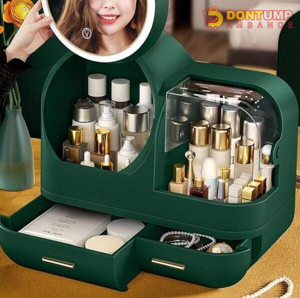 COSMETIC ORGANIZER WITH FAN & LED MIRROR