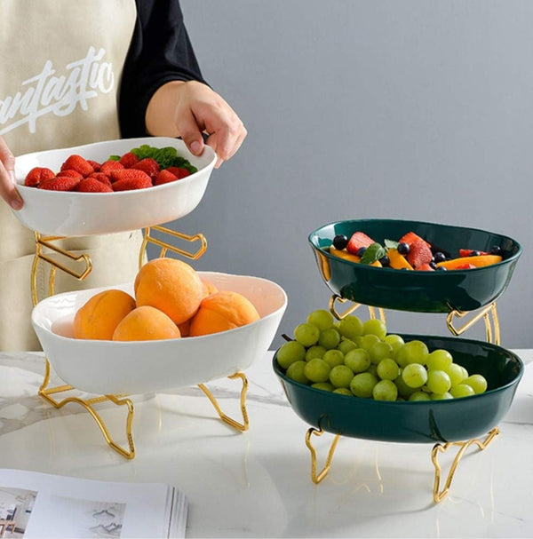 2 LAYERS CERAMIC FRUIT PLATTER