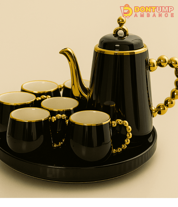 Luxury Black & Gold Tea Set – 7-Piece Elegant Ceramic Set with Tray  Let me know if you also want an SEO description or Shopify product description.
