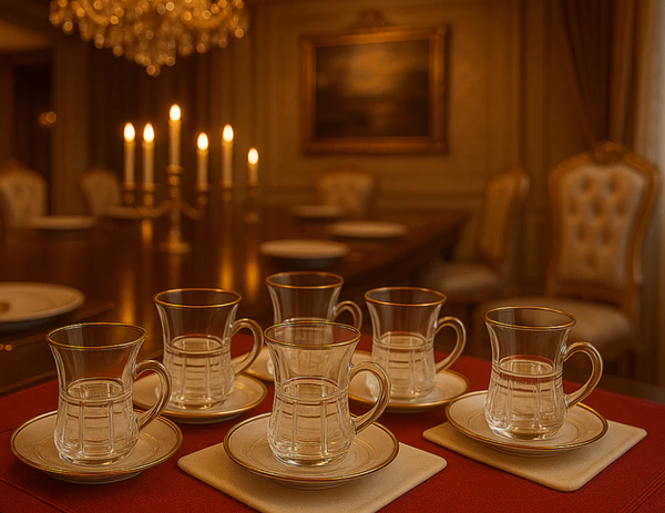 6 piece cup saucer sett 110ml-premium turkish tea set for luxury serving