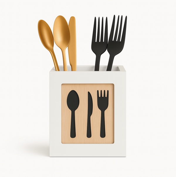 Minimalist Utensil Holder Box – Includes Stylish Flatware Displa