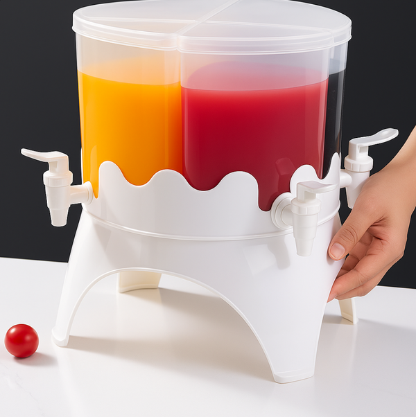 4in1  Rotating Beverage Dispenser – Multi-Flavor Juice & Drink Server with Spouts"