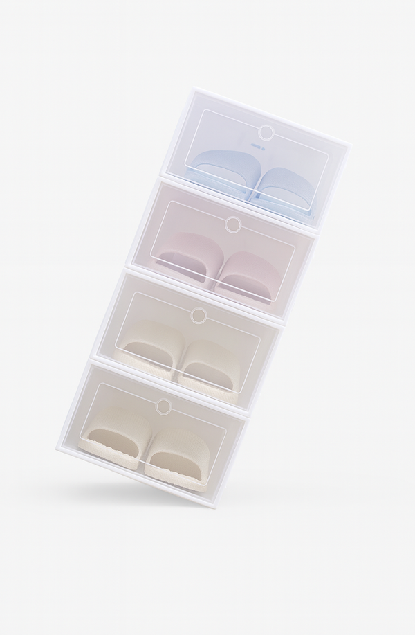 Stackable Transparent Shoe Storage Boxes – Flip-Top Drawer Design
