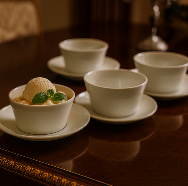 Elegant White Ceramic Dessert Bowl Set – Perfect for Ice Cream & Sweets