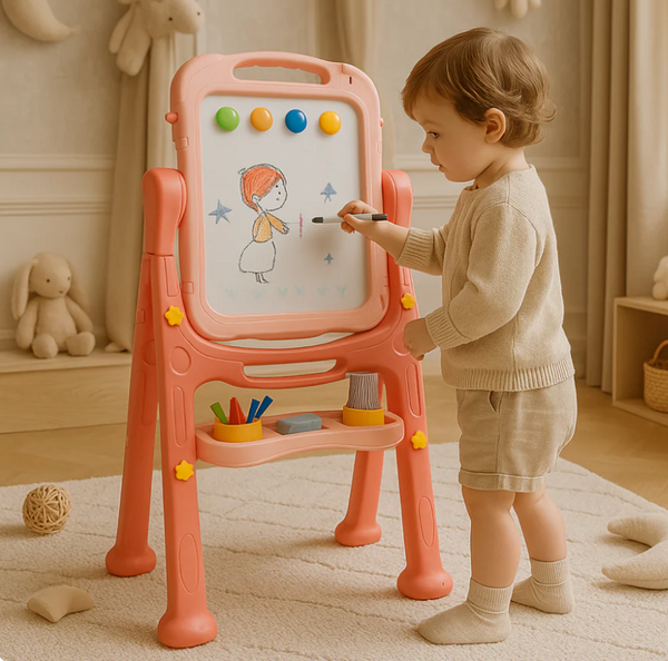 Kids Double-Sided Drawing Board – Art Easel with Accessories & Storage Tray