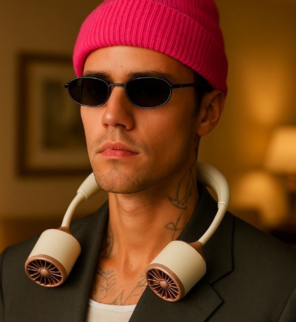 Portable Neck Fan with Dual Adjustable Heads & Digital Display – Hands-Free Cooling