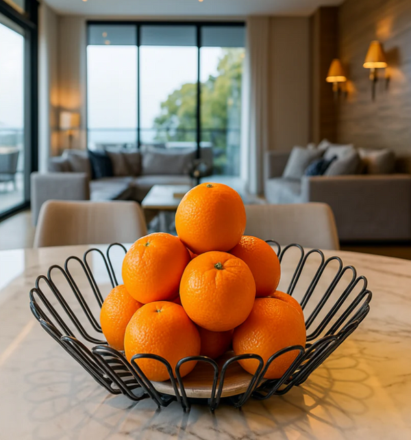 Premium Fresh Oranges in Decorative Basket – Perfect for Home Display