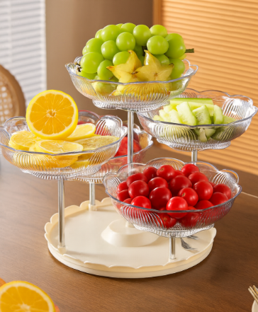 4-Tier Glass Fruit Tray Stand – Elegant Serving Display