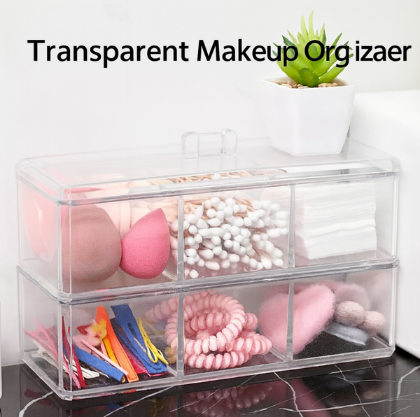 "2-Tier Transparent Acrylic Makeup Storage Organizer Box"