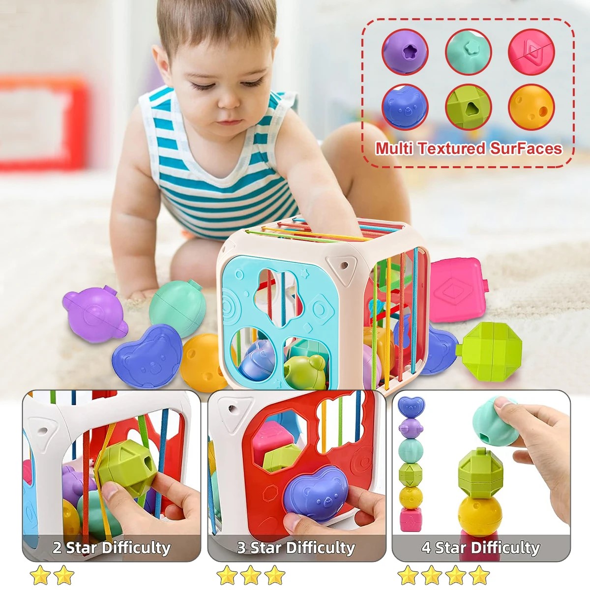 Shape Sorting Box 7 In 1 Sensory Cube