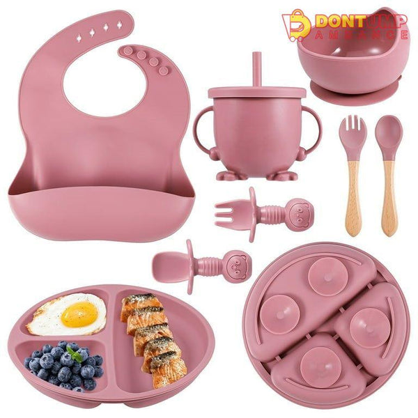 Silicone Utensil/Feeding Set Dark Pink
