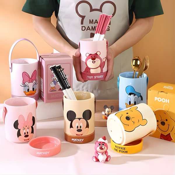 DISNEY MICKEY MINNIE DONALD DUCK DAISY CUTE CHOPSTICK BARREL CERAMIC DRAIN BUCKET