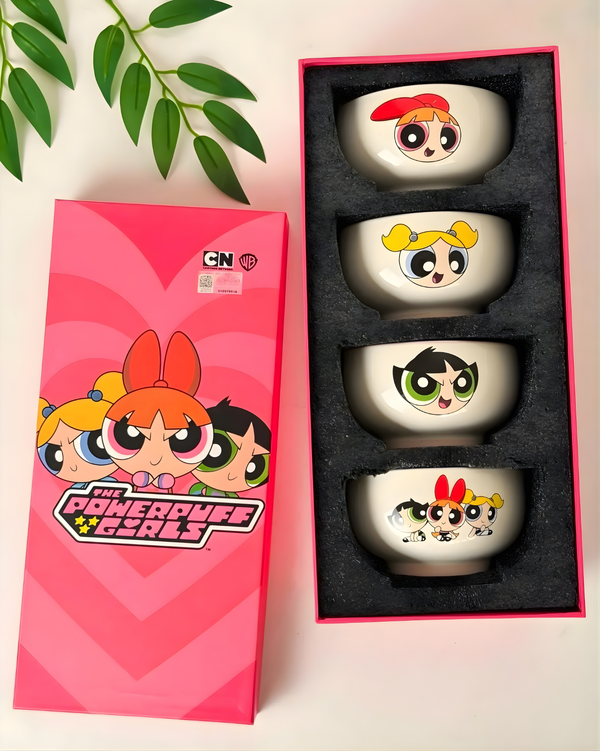 POWERPUFF GIRLS CERAMIC BOWL SET – PACK OF 4 KAWAII GIFT BOXED TABLEWARE