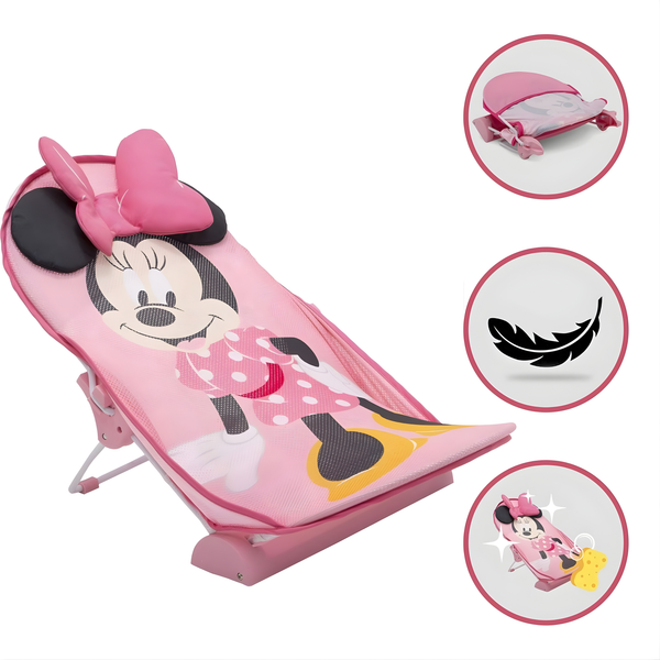DISNEY MINNIE MOUSE BABY BATHER COMFORTABLE & SAFE INFANT BATH SEAT FOR NEWBORNS AND TODDLERS CHARACTER BATHING SUPPORT