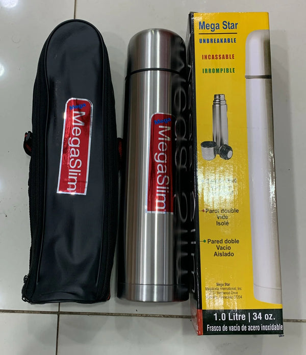 1.0 Liter MegaSlim Stainless Steel Water Bottle With Leather Cover