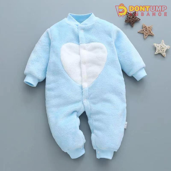 Cute Fleece Rompers Jumper Blue Heart