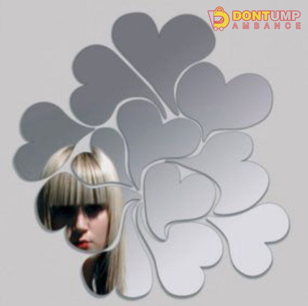 classic heart shaped  Design Acrylic mirror wall stickers ( 15 inch size)