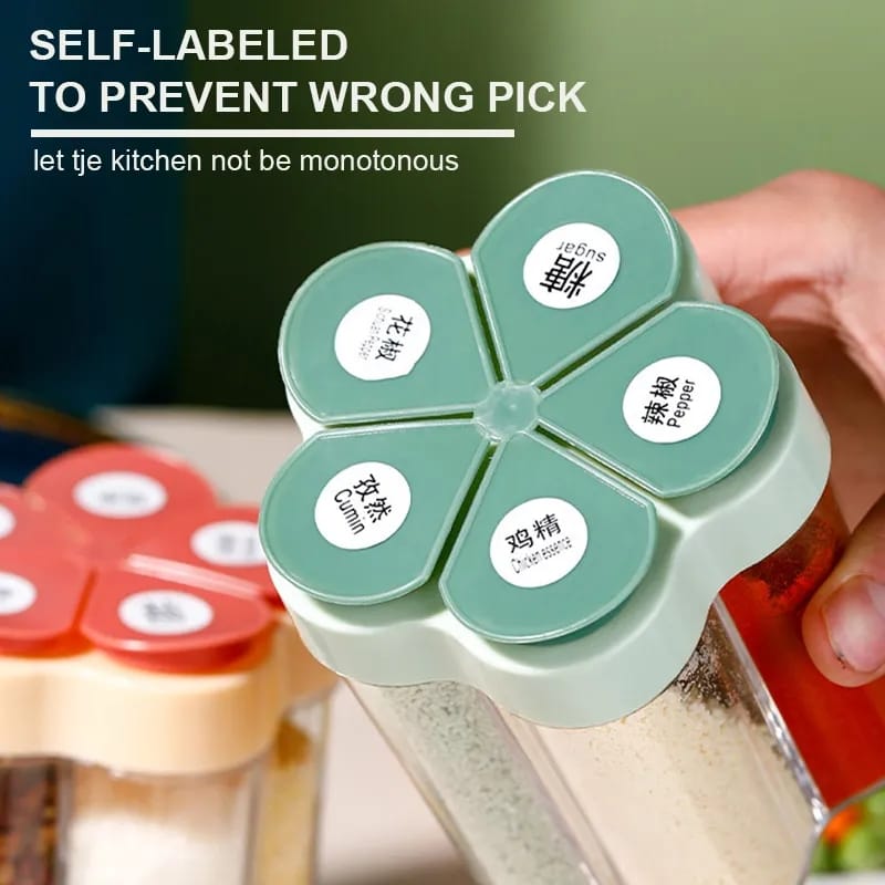 5 in 1 Spice Container Salt and Pepper Shaker Transparent Seasoning Shaker