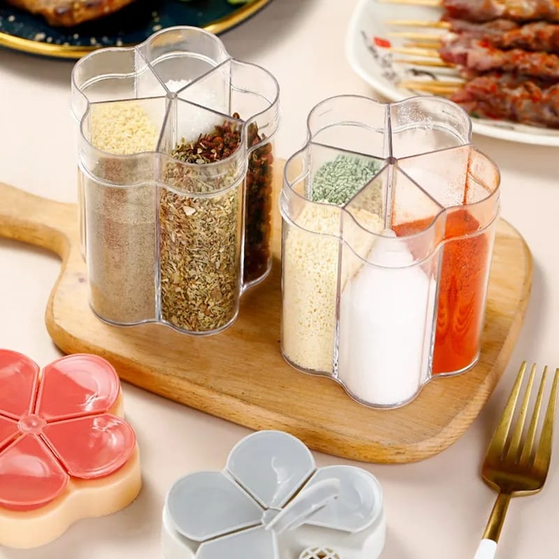 5 in 1 Spice Container Salt and Pepper Shaker Transparent Seasoning Shaker